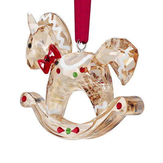 Swarovski Holiday Cheers Gingerbread Rocking Horse Ornament front view