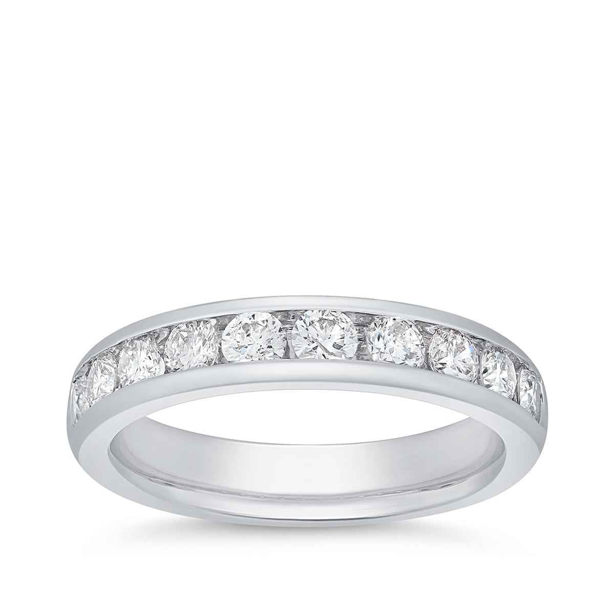 1 ct. tw. 10-Stone Diamond Channel Set Anniversary Ring in 14K White Gold