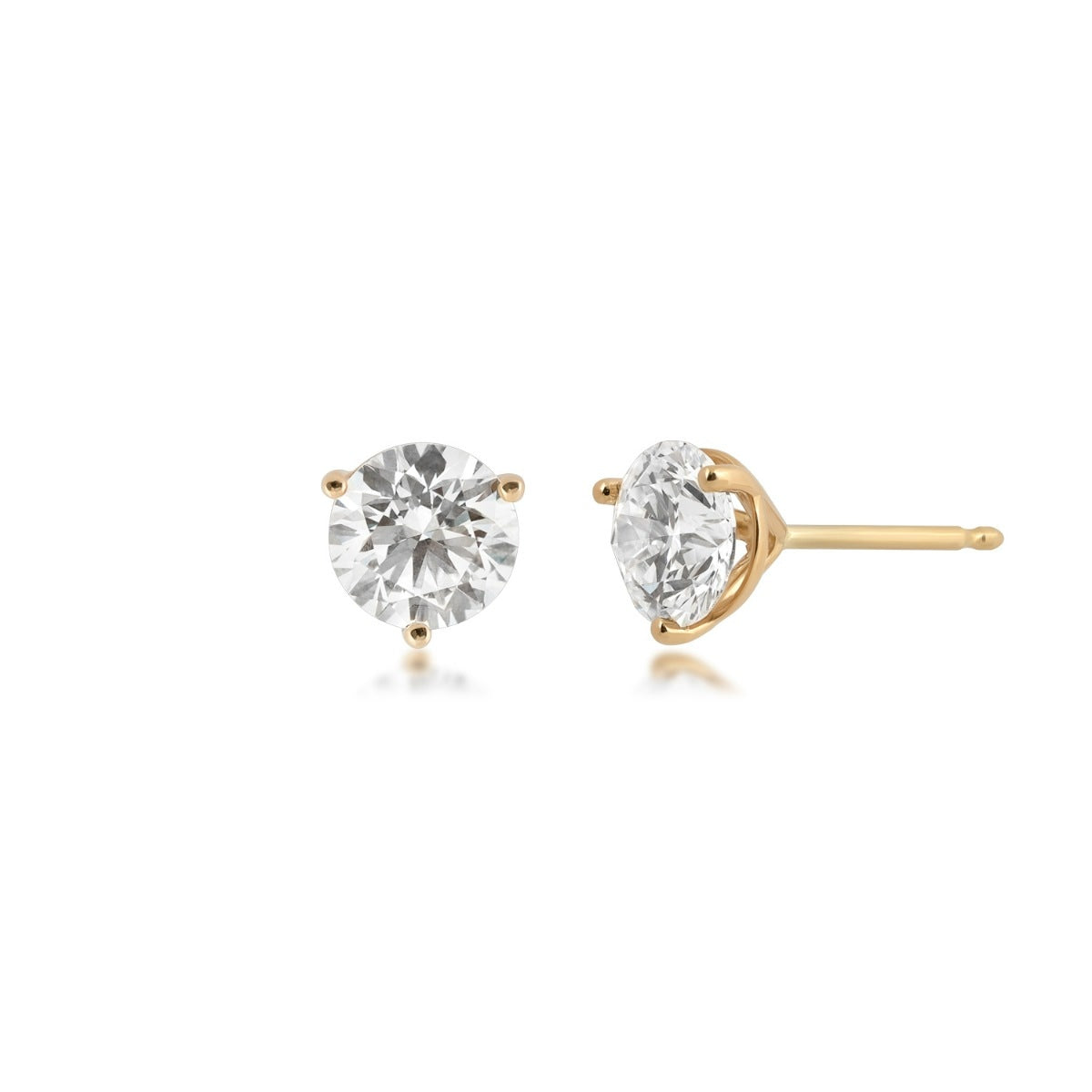 Adamante 1-1/2 ct. tw. Lab-Grown Round Brilliant Diamond Solitaire Earrings in 14K Yellow Gold