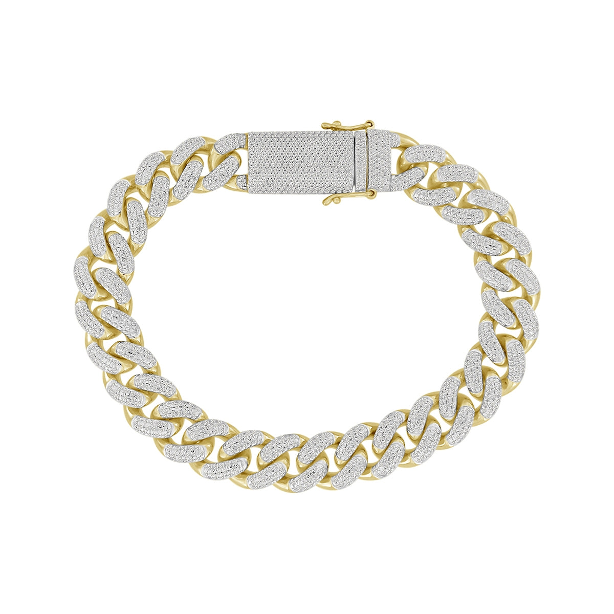 3 ct. tw. Diamond 11.5mm 8.5-inch Miami Cuban Link Bracelet in 10K Yellow Gold
