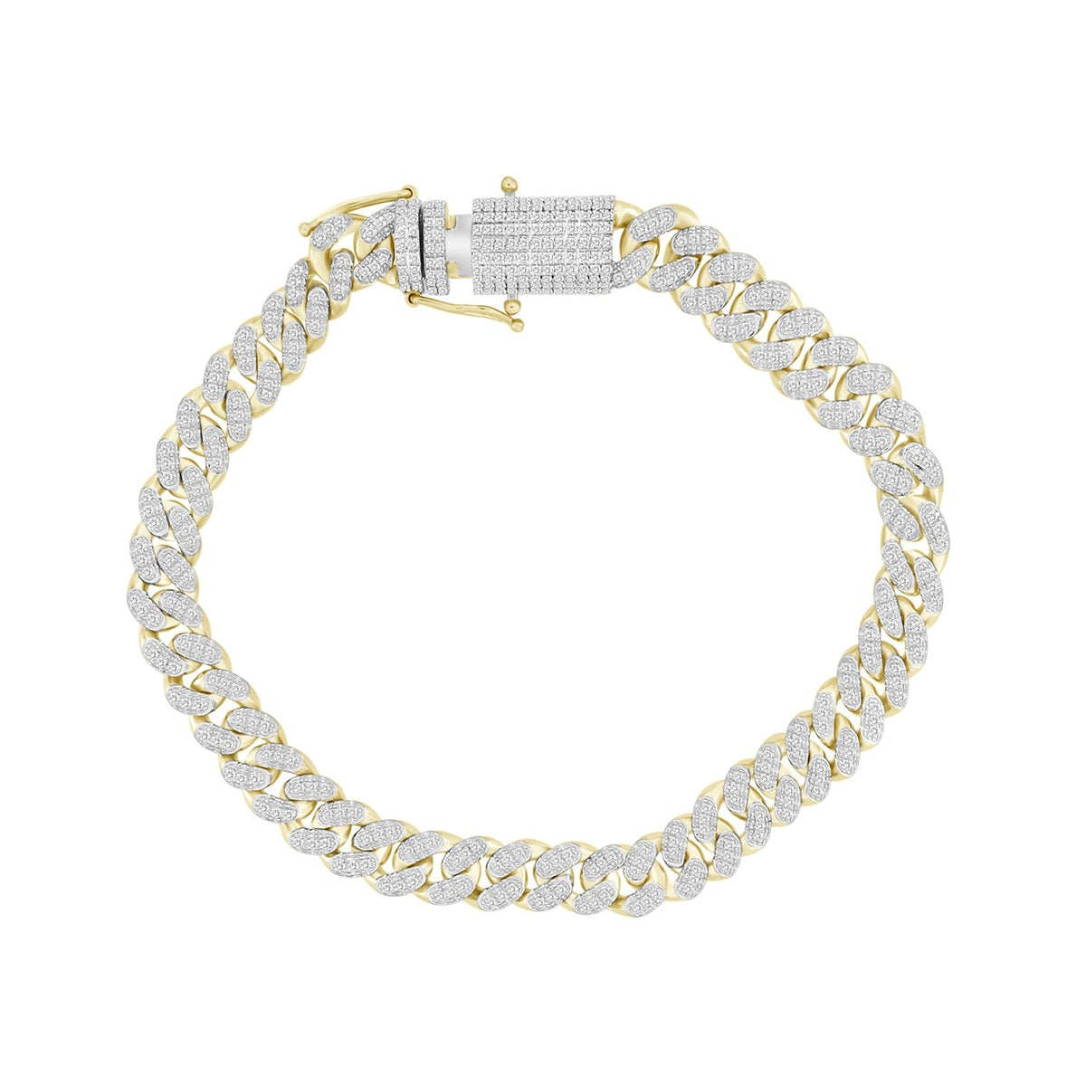 1-3/8 ct. tw. Diamond 8mm 8.5-inch Miami Cuban Bracelet in 10K Yellow Gold