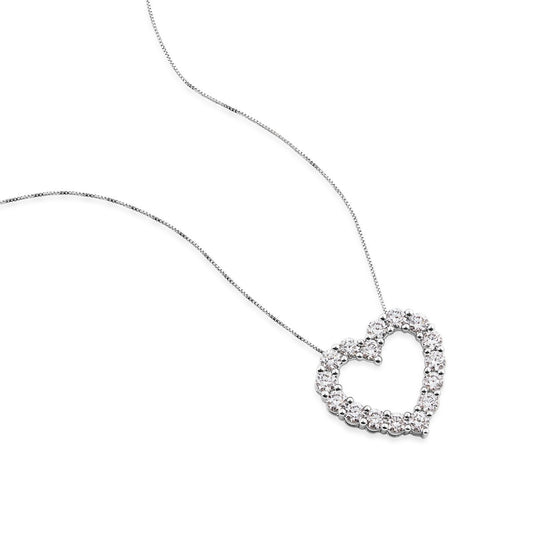 Adamante 1 ct. tw. Lab-Grown Diamond Heart Pendant in 14K White Gold front view