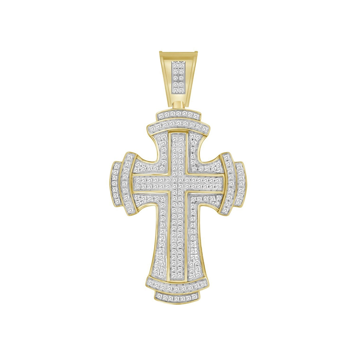 1/2 ct. tw. Diamond Flared Cross Pendant in 10K Yellow Gold