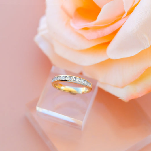1/2 ct. tw. Round Brilliant Diamond Channel Set Anniversary Ring in 14K Yellow Gold close-up detail