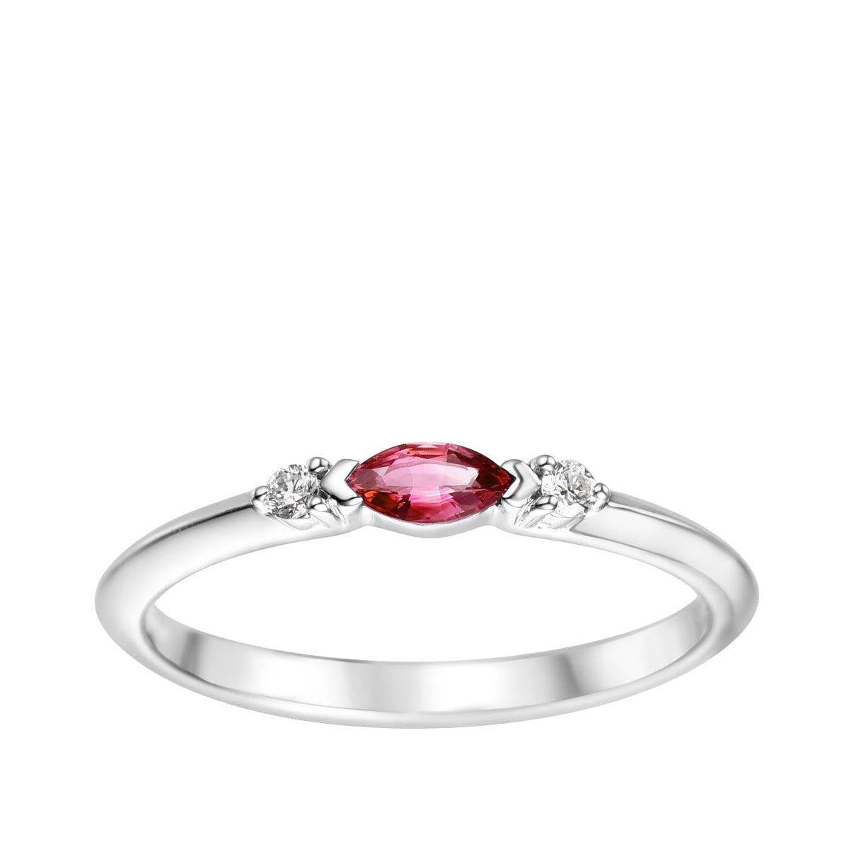 Marquise Ruby & Diamond Accent Stackable Ring in 10K White Gold