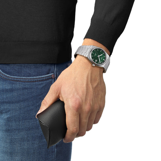 Tissot Men's PRX Powermatic 80 Stainless Steel Watch with Green Dial front view