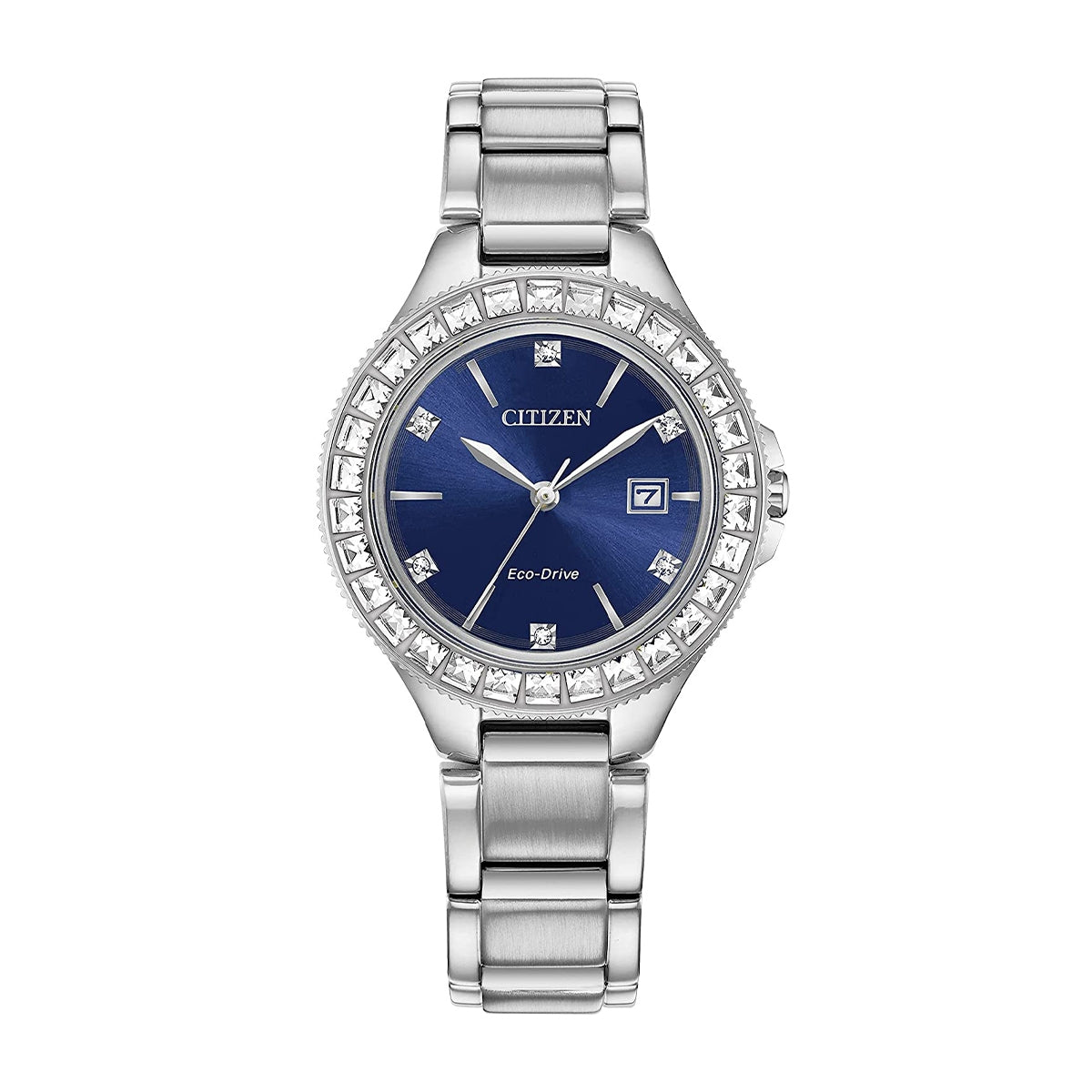 Citizen Silhouette Crystal Eco-Drive Stainless Steel Watch with Blue Dial