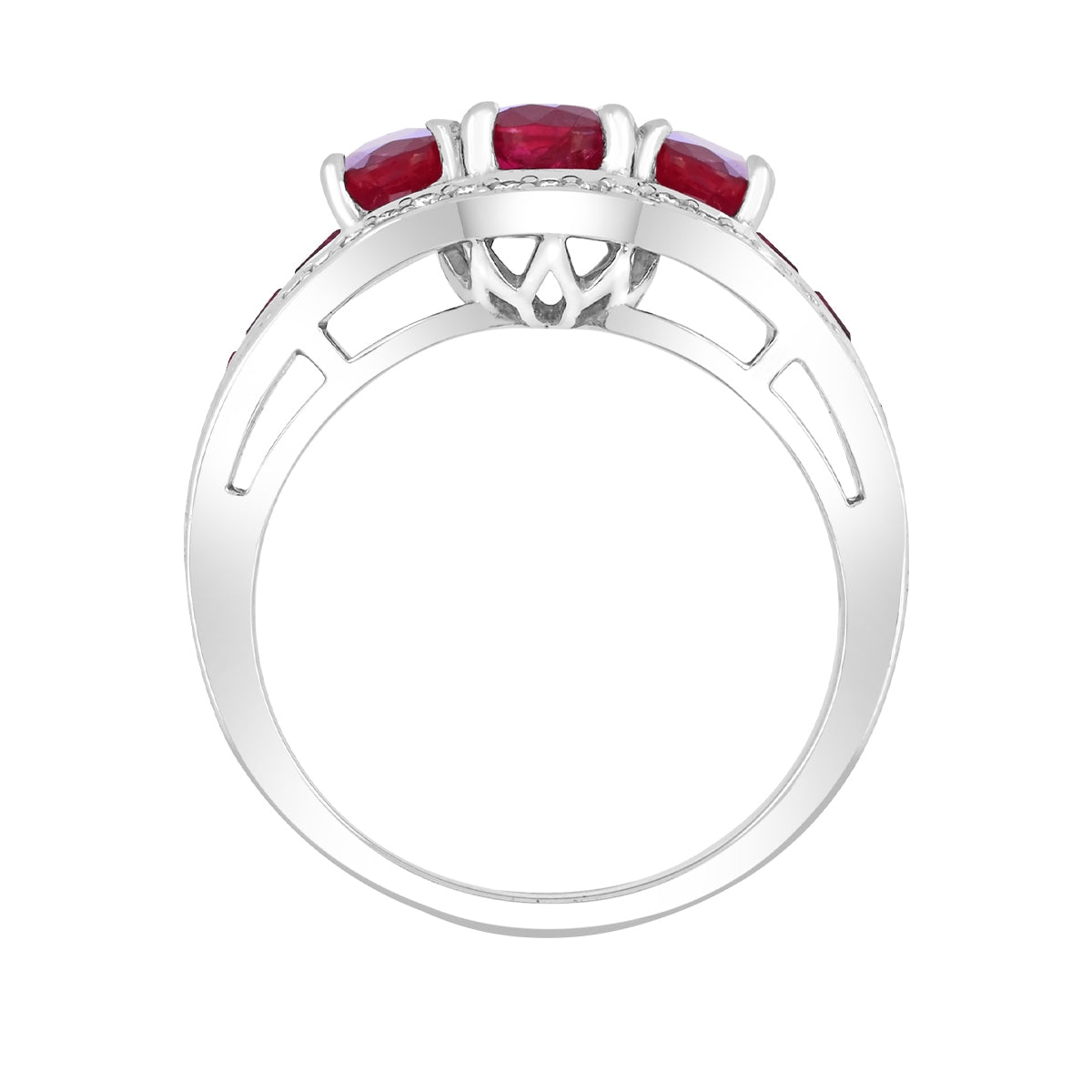 Oval Ruby & 1/4 ct. tw. Diamond Ring in 14K White Gold close-up detail