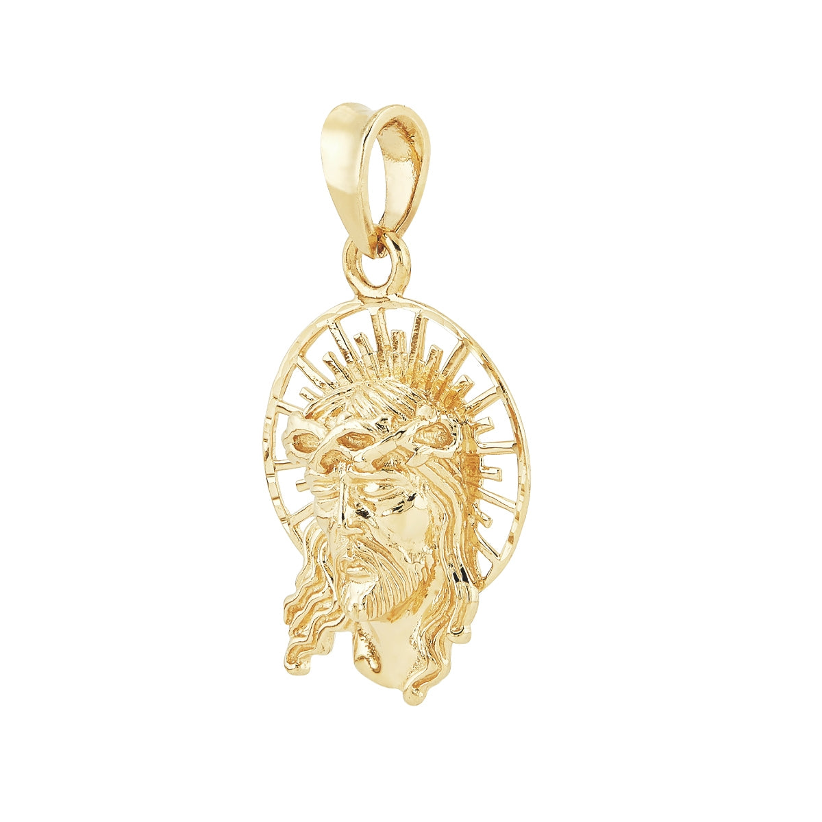 Jesus Pendant in 14K Yellow Gold front view
