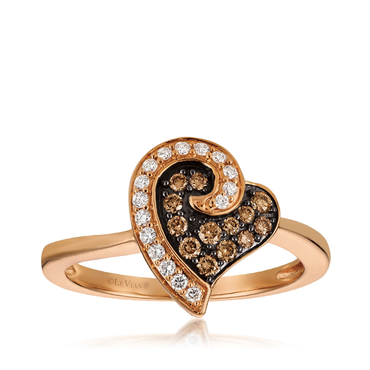 Le Vian 1/3 ct. tw. Chocolate & Vanilla Diamond Heart Ring in 14K Strawberry Gold