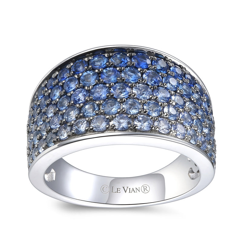 Le Vian Denim Ombre Blue & White Sapphire Multirow Ring in 14K Vanilla Gold