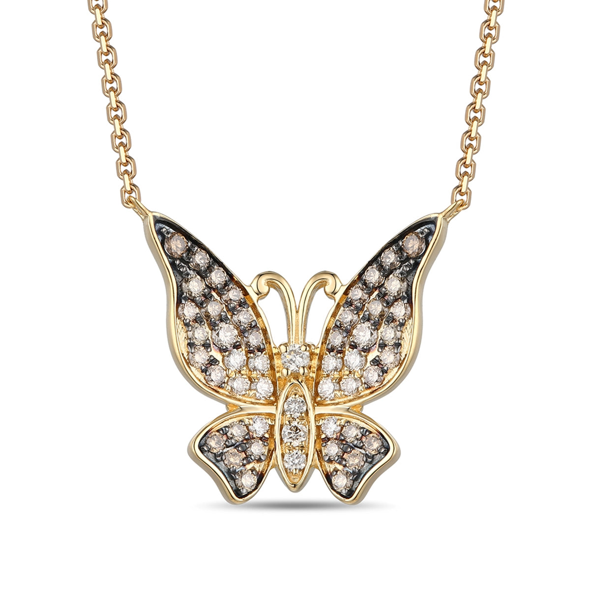Le Vian 3/8 ct. tw. Nude & Chocolate Diamond Butterfly Necklace in 14K Honey Gold