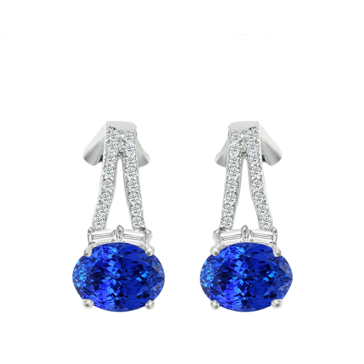 Oval Tanzanite & 1/4 ct. tw. Diamond Earrings in 14K White Gold