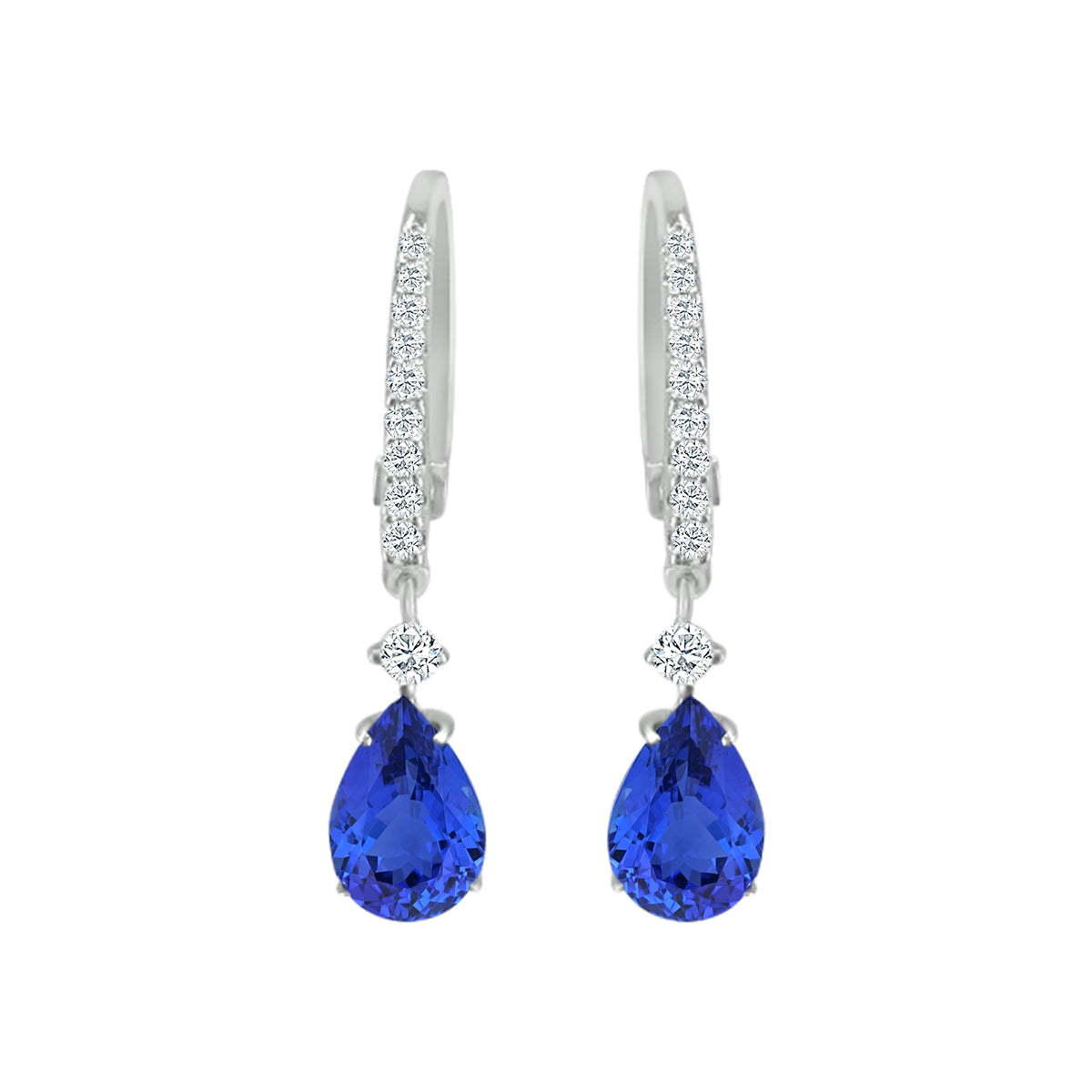 Pear Tanzanite & 1/4 ct. tw. Diamond Drop Earrings in 14K White Gold