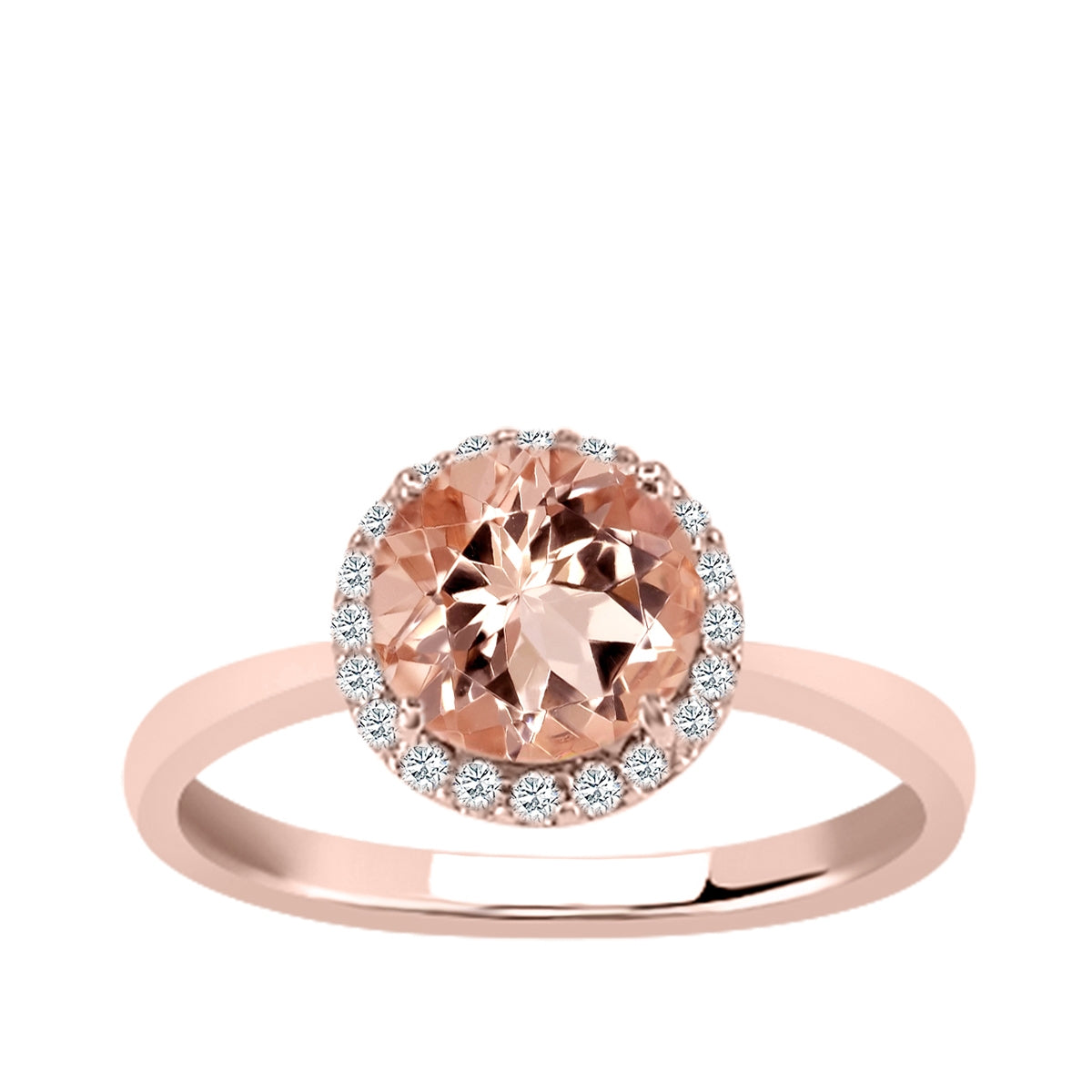 Round Morganite & 1/8 ct. tw. Diamond Halo Ring in 14K Pink Gold