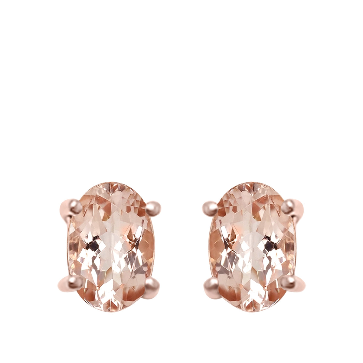 5mm x 7mm Oval Morganite Earrings in 14K Pink Gold