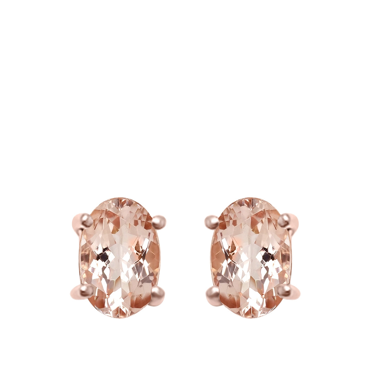 4mm x 6mm Oval Morganite Earrings in 14K Pink Gold