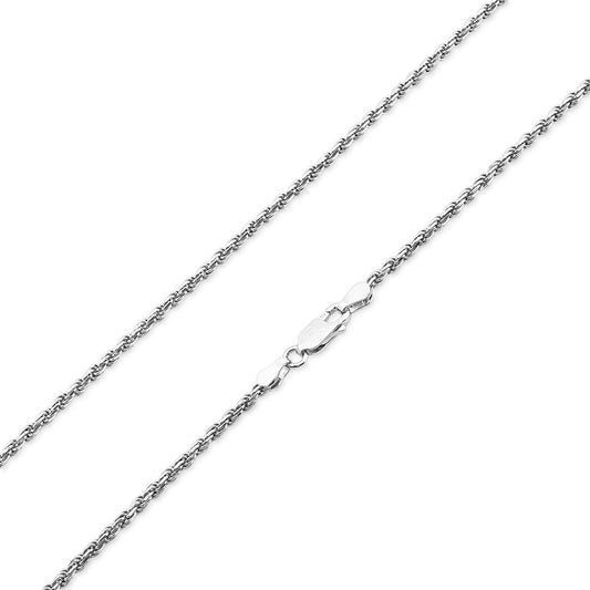 2.2mm 18-inch Rope Chain in Sterling Silver front view