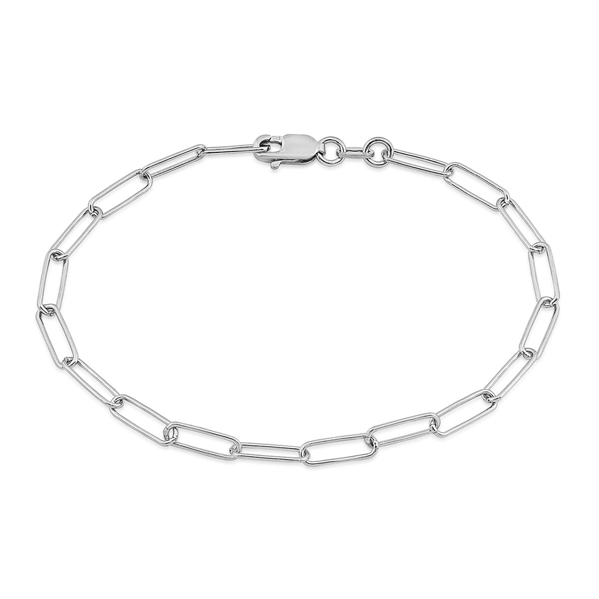 3.5mm 7.5-inch Paperclip Chain Bracelet in Sterling Silver