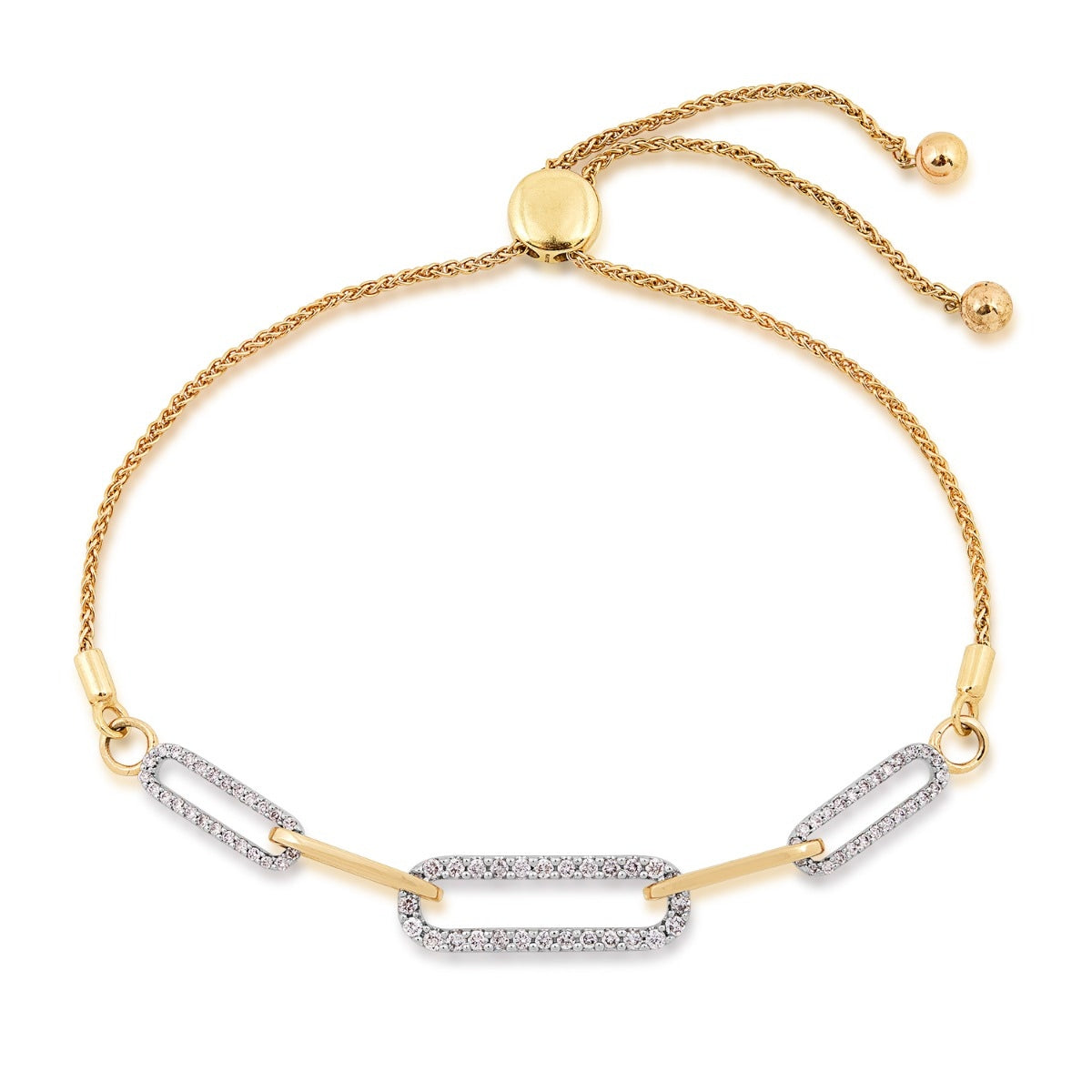 Demi Fine 1/2 ct. tw. Diamond Paperclip Bolo Bracelet in 10K Yellow Gold