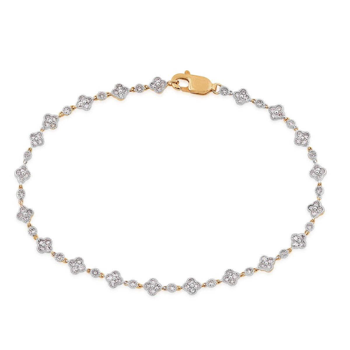 Fairytale Diamonds 1 ct. tw. Diamond Quatrefoil Bracelet in 10K Yellow Gold