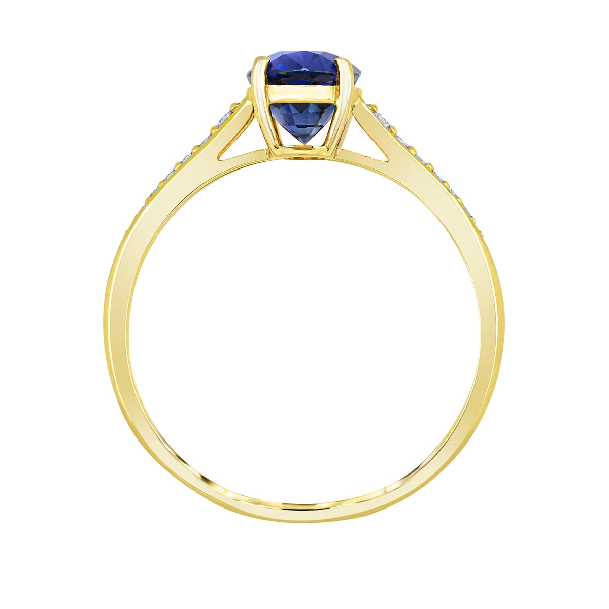 Oval Sapphire & Diamond Accent Ring in 14K Yellow Gold close-up detail