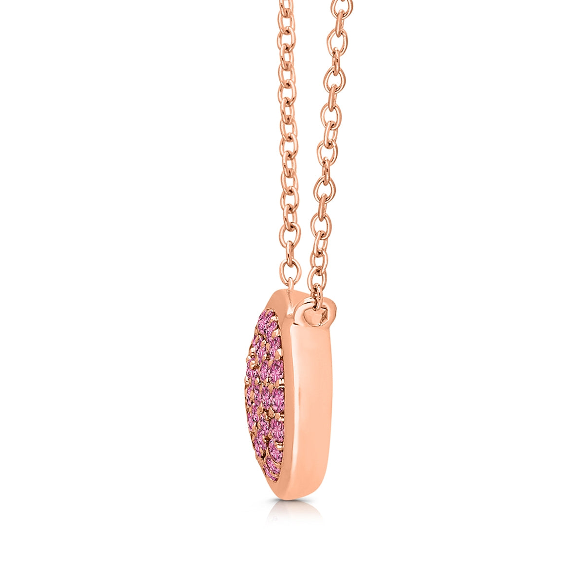 Kallati Pink Sapphire Oval Cluster Necklace in 14K Pink Gold front view
