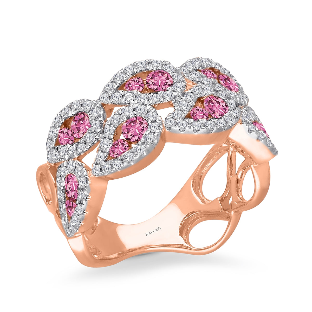 Kallati Pink Sapphire & 1/2 ct. tw. Diamond Fashion Ring in 14K Pink Gold front view