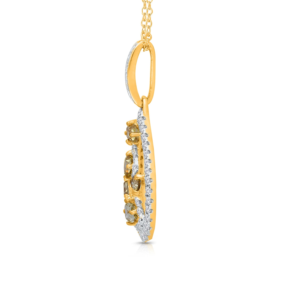 Kallati 1-1/20 ct. tw. Multi-Shape Yellow & White Diamond Teardrop Pendant in 14K Yellow Gold front view