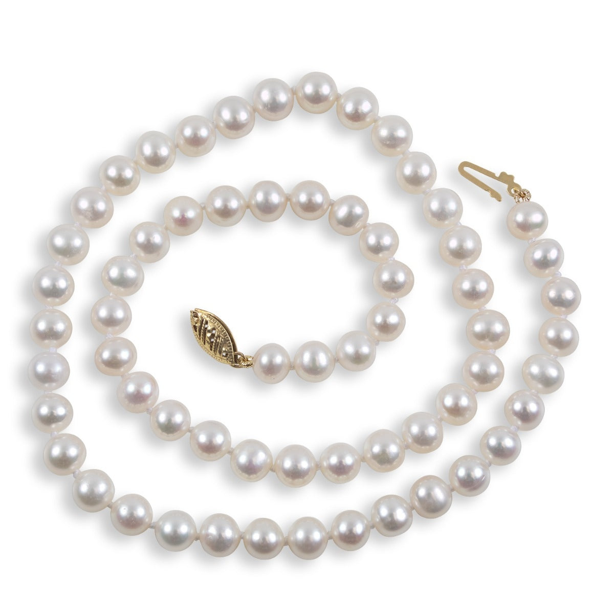 6.5-7mm 18-inch Cultured Freshwater White Pearl Strand Necklace in 14K Yellow Gold front view