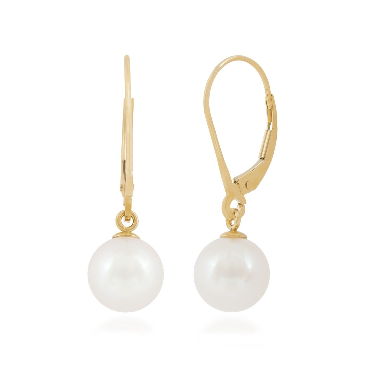 8.5-9mm Cultured Freshwater Pearl Drop Earrings in 14K Yellow Gold
