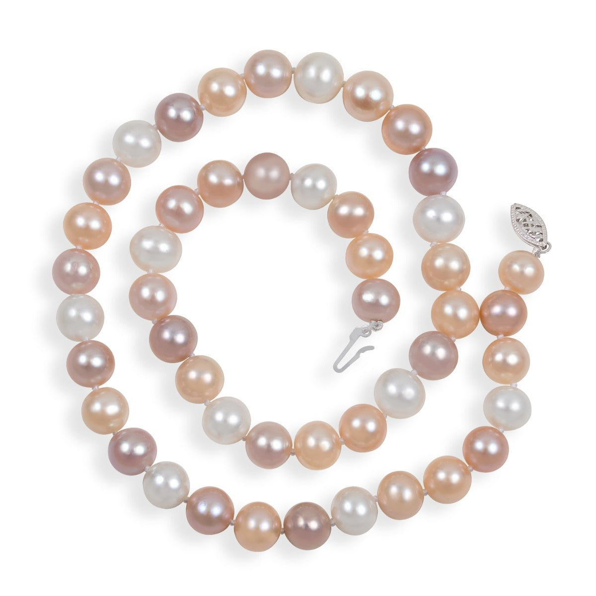 8-9mm Cultured Pink & White Freshwater Pearl Necklace in 14K White Gold