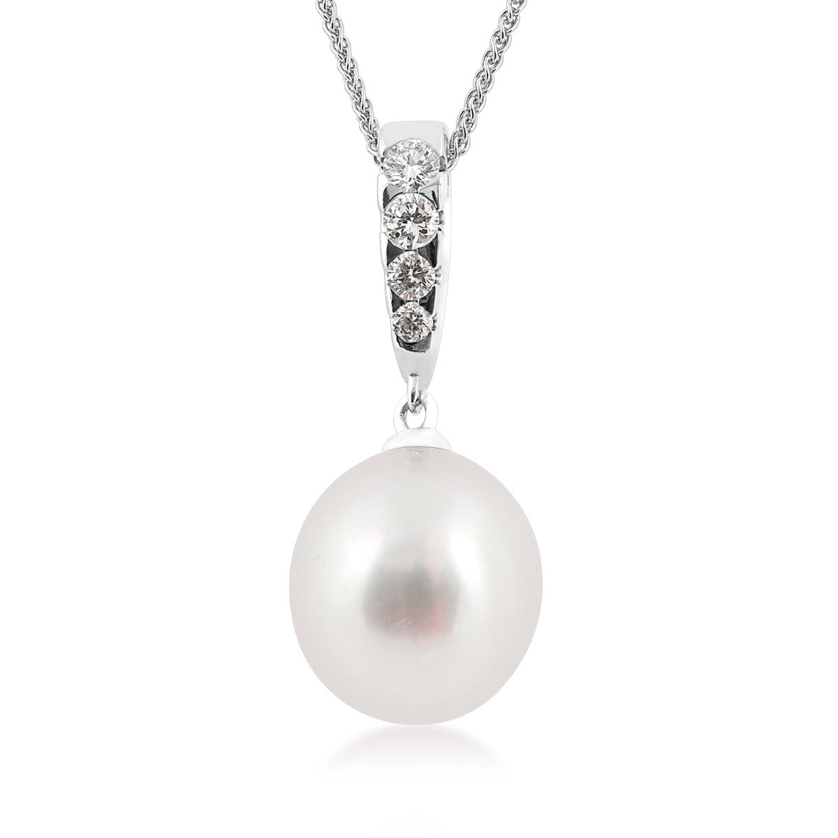 10-11mm Cultured South Sea Pearl & 1/7 ct. tw. Diamond Pendant in 14K White Gold