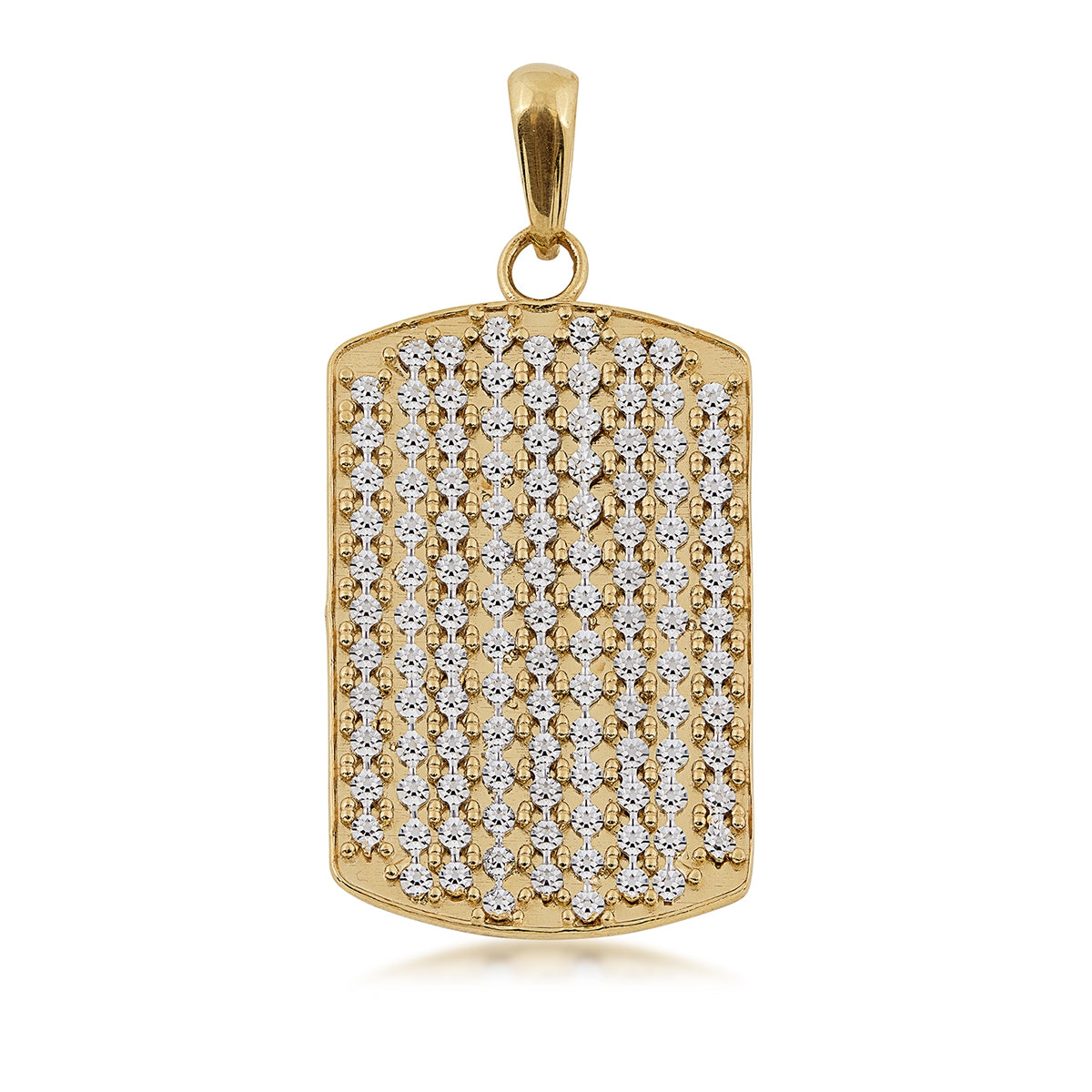 Dog Tag Pendant with Rhodium Plating in 10K Yellow Gold