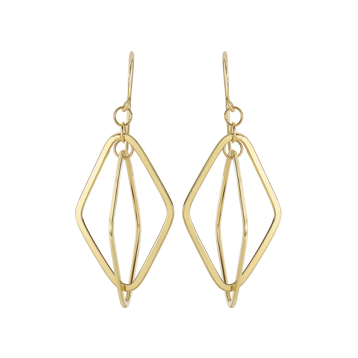 Geometric Dangle Earrings in 10K Yellow Gold