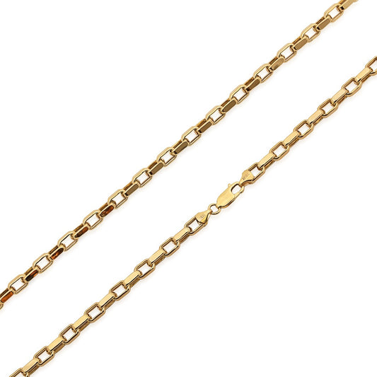 5mm 22-inch Semi-Solid Rectangle Link Chain in 10K Yellow Gold front view