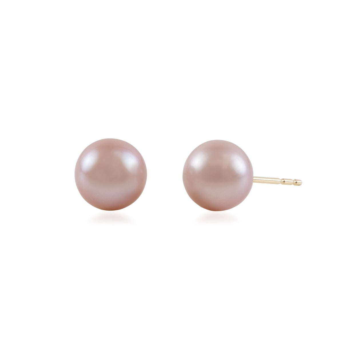 7-7.5mm Pink Cultured Freshwater Pearl Stud Earrings in 14K Yellow Gold