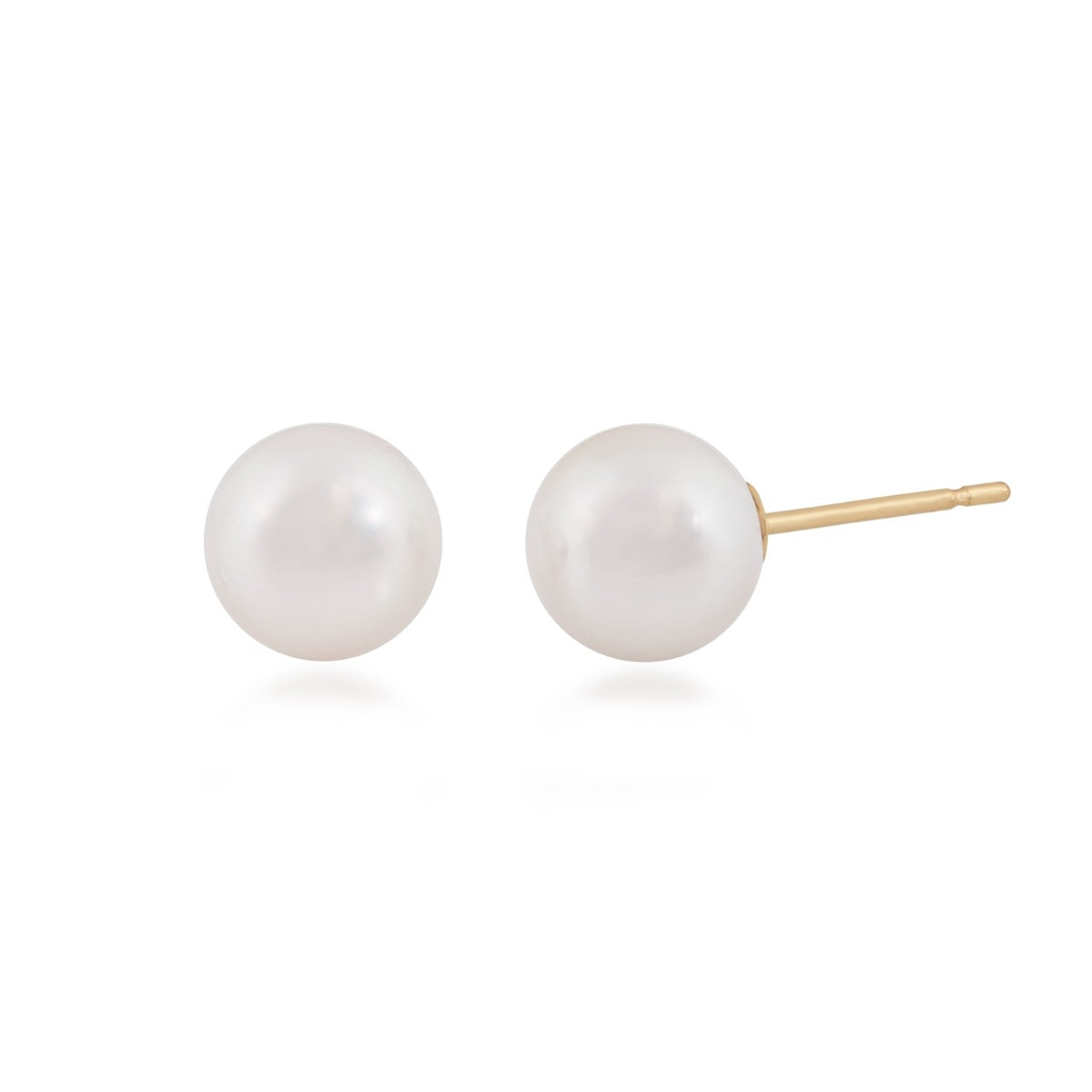 7-7.5mm Cultured Akoya Pearl Stud Earrings in 14K Yellow Gold