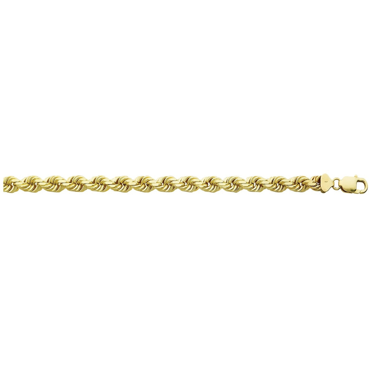 24-inch 6.9mm Solid Diamond Cut Rope Chain in 10K Yellow Gold front view