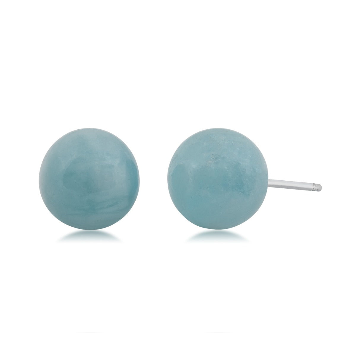 10mm Milky Aquamarine Stud Earrings in Sterling Silver