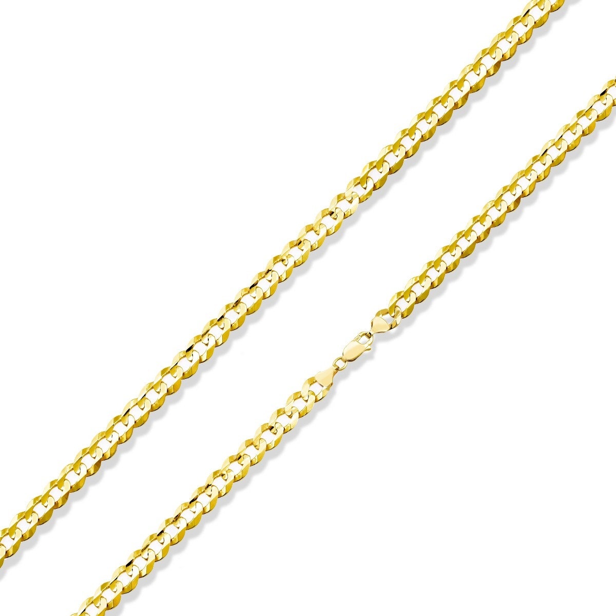 7mm 20-inch Solid Curb Chain Necklace in 10K Yellow Gold front view