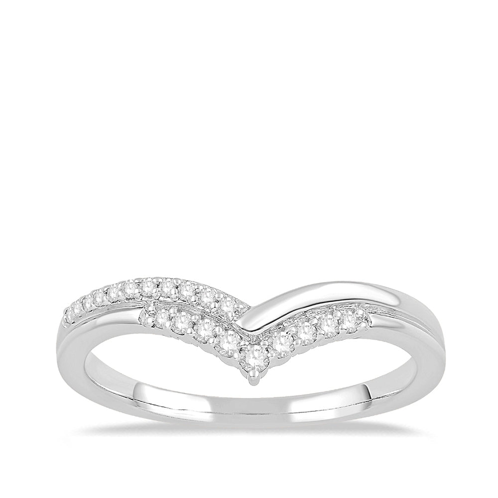 1/7 ct. tw. Diamond Double Row Chevron Anniversary Band in 14K White Gold