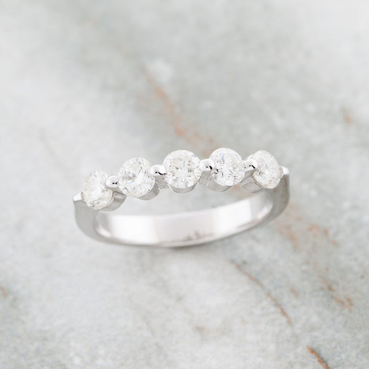 1 ct. tw. Round 5-Stone Diamond Anniversary Ring in 10K White Gold side profile
