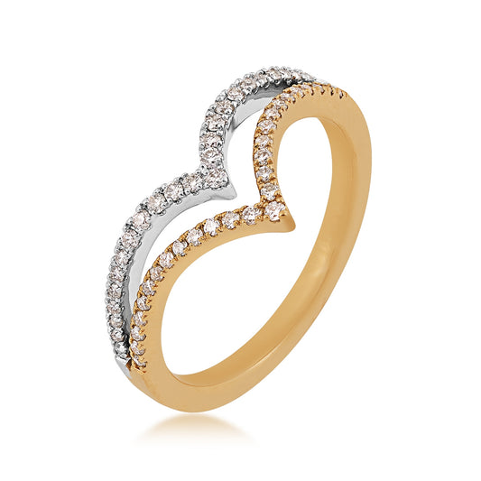 1/4 ct. tw. Diamond Double Chevron Anniversary Ring in 14K Yellow & White Gold front view