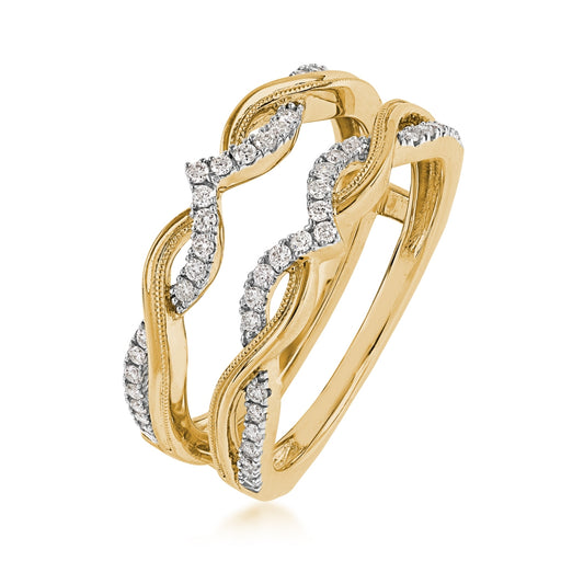 1/4 ct. tw. Diamond Milgrain Twist Wedding Ring Enhancer in 14K Yellow Gold front view