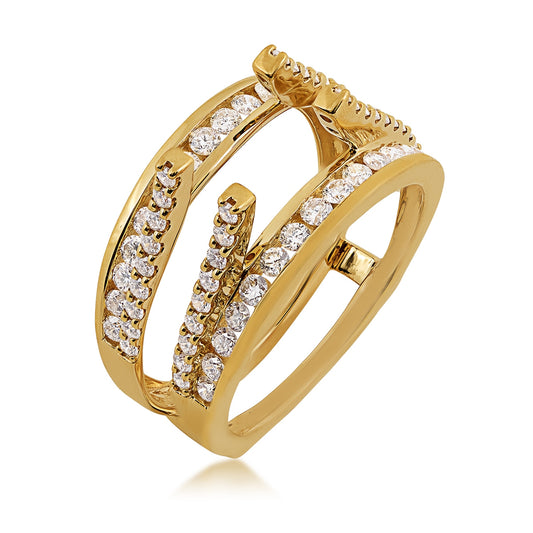 1 ct. tw. Diamond Open Channel Set & Prong Set Wedding Ring Enhancer in 14K Yellow Gold front view