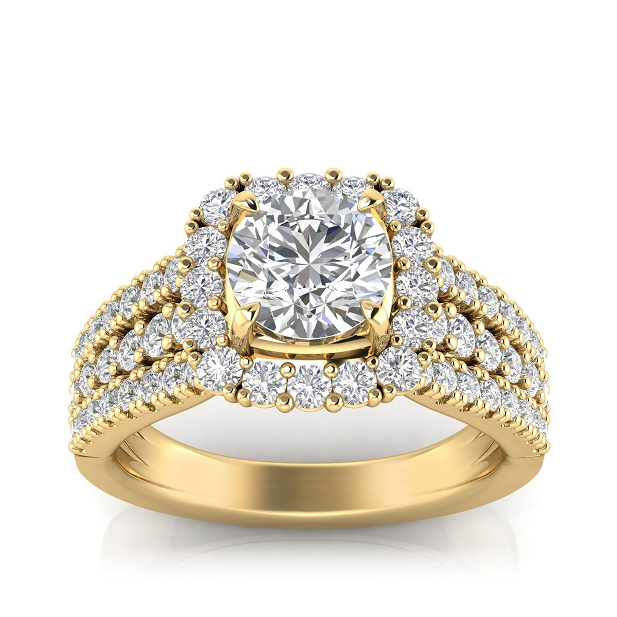 Adamante 2 ct. tw. Lab-Grown Round Brilliant Diamond Halo Engagement Ring in 14K Yellow Gold