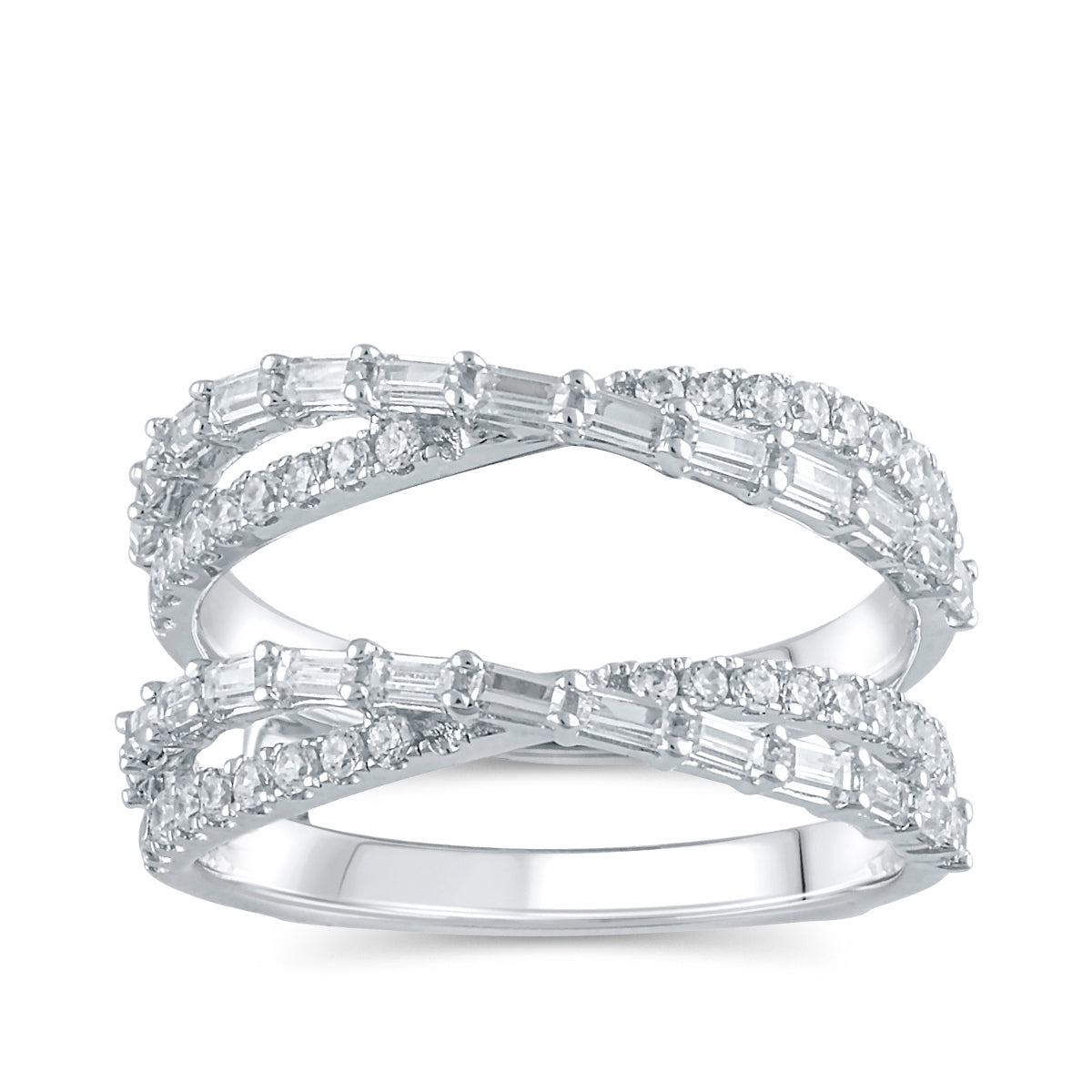 1 ct. tw. Round & Baguette Diamond Wedding Ring Enhancer in 14K White Gold