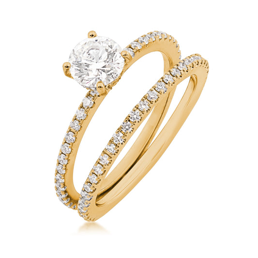 Noventa 1-1/4 ct. tw. Round Diamond Wedding Set in 14K Yellow Gold close-up detail (2)