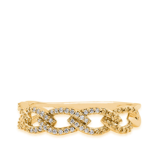 Perfect Match Diamond Accent Marquise Link Stackable Anniversary Ring in 10K Yellow Gold close-up detail